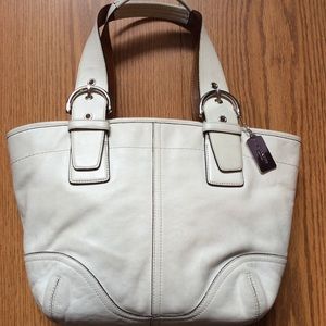 Coach Soho Top Handle Tote-Off White leather